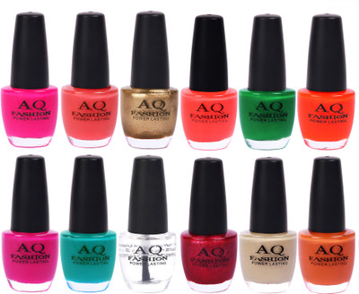 

AQ Fashion in New 12 Beautiful colors nail polish Combo Set No.228 Multicolor(Pack of 12)