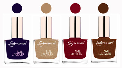

Lady Fashion Ultra High Shine Long Stay Nail Polish Blue,Beach Nude,Pink,Copper(Pack of 4)