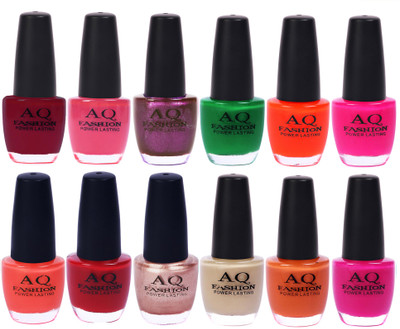 

AQ Fashion in New 12 Beautiful colors nail polish Combo Set No.237 Multicolor(Pack of 12)