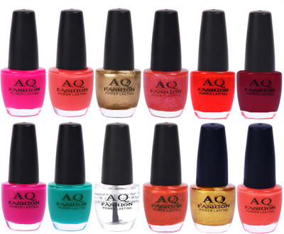 

AQ Fashion in New 12 Beautiful colors nail polish Combo Set No.219 Multicolor(Pack of 12)