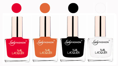 

Lady Fashion Ultra High Shine Long Stay Nail Polish Sweet Red,Nude,Black,White(Pack of 4)