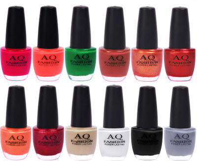 

AQ Fashion in New 12 Beautiful colors nail polish Combo Set No.218 Multicolor(Pack of 12)