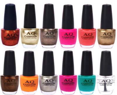 

AQ Fashion in New 12 Beautiful colors nail polish Combo Set No.207 Multicolor(Pack of 12)
