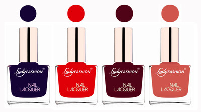 

Lady Fashion Ultra High Shine Long Stay Nail Polish Blue,Bright Red,Maroon,Nude(Pack of 4)