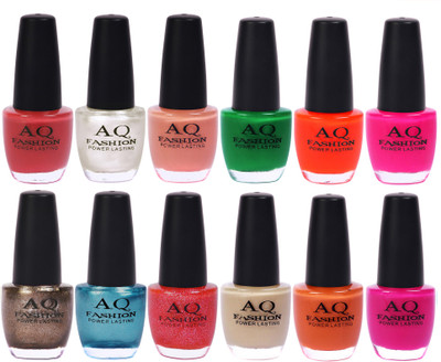 

AQ Fashion in New 12 Beautiful colors nail polish Combo Set No.223 Multicolor(Pack of 12)