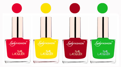 

Lady Fashion Ultra High Shine Long Stay Nail Polish Sweet Red,Yellow,Dark Red,Light Green(Pack of 4)