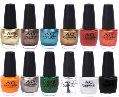 

AQ Fashion in New 12 Beautiful colors nail polish Combo Set No.204 Multicolor(Pack of 12)