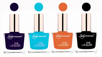 

Lady Fashion Ultra High Shine Long Stay Nail Polish Blue,Sky Blue,Nude,Black(Pack of 4)