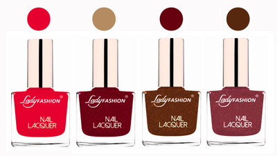 

Lady Fashion Ultra High Shine Long Stay Nail Polish Sweet Red,Pink,Copper,Mauve(Pack of 4)