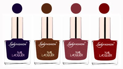 

Lady Fashion Ultra High Shine Long Stay Nail Polish Blue,Copper,Mauve Red(Pack of 4)