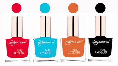 

Lady Fashion Ultra High Shine Long Stay Nail Polish Sweet Red,Sky Blue,Nude,Black(Pack of 4)