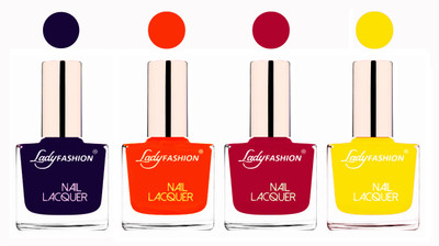 

Lady Fashion Ultra High Shine Long Stay Nail Polish Blue,Juicy Orange,Pink,Yellow(Pack of 4)