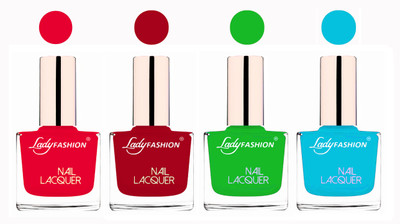 

Lady Fashion Ultra High Shine Long Stay Nail Polish Sweet Red,Dark Red,Light Green,Sky Blue(Pack of 4)