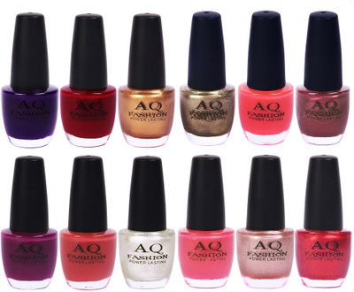 

AQ Fashion in New 12 Beautiful colors nail polish Combo Set No.213 Multicolor(Pack of 12)