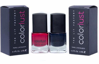 

Colorlust Nails Raspberry Red Matte, Charcoal Black Matte(Pack of 2)