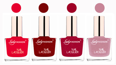 

Lady Fashion Ultra High Shine Long Stay Nail Polish Sweet Red,Red,Bright Pink,Silky Pink(Pack of 4)