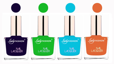 

Lady Fashion Ultra High Shine Long Stay Nail Polish Blue,Light Green,Sky Blue,Nude(Pack of 4)