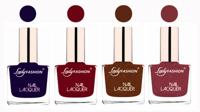 

Lady Fashion Ultra High Shine Long Stay Nail Polish Blue,Pink,Copper,Mauve(Pack of 4)