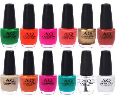 

AQ Fashion in New 12 Beautiful colors nail polish Combo Set No.233 Multicolor(Pack of 12)