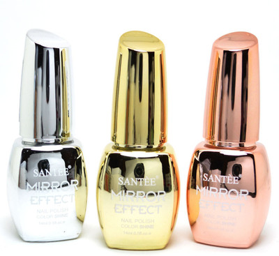 

Santee Mirror Effect Nail Polish Full Size - 3Pcs Set Gold, Silver, Champagne(Pack of 3)