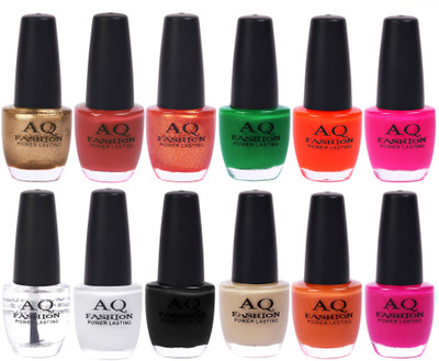 

AQ Fashion in New 12 Beautiful colors nail polish Combo Set No.235 Multicolor(Pack of 12)