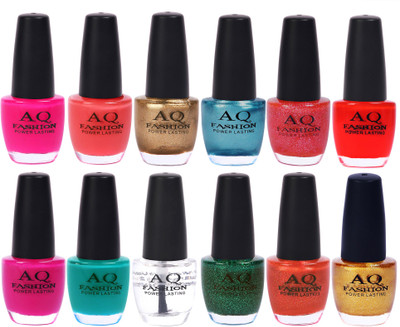 

AQ Fashion in New 12 Beautiful colors nail polish Combo Set No.220 Multicolor(Pack of 12)