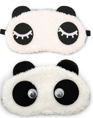 

Shrih Eyelashes Eyes Panda Sleeping Eye Mask White,Free size (Pack of 2) Eye Shade(White and Black)