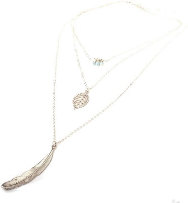 BLINGG Multilayer Beads & Leaves Pendant Necklace Metal Necklace