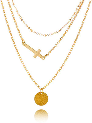 BLINGG Cross Bar Layered Chain Metal Necklace