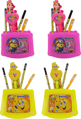 

Confidence Pencil Stand Cartoon Art Plastic Pencil Boxes(Set of 4, Yellow, Pink)