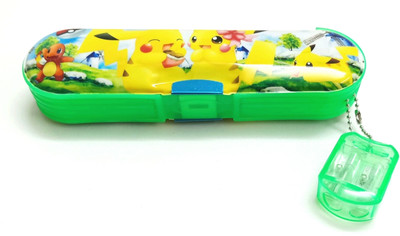 

Generic Easy carry Pickachu Art Plastic Pencil Box(Set of 1, Green)