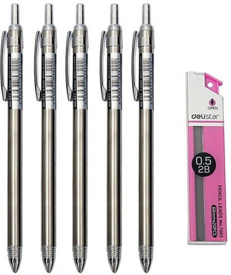 

ASINT Mechanical Pencil Pencil(Set of 5, METAL SILVER)