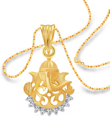 

Vighnaharta Lord Ganesha Gold-plated Cubic Zirconia Alloy Pendant