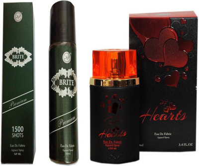 

dsp HEARTS RED PERFUME 100 ML +BRITE PREMIUM 1500 SHOTS PERFUME 145 ML Eau de Parfum - 145 ml(For Men & Women)