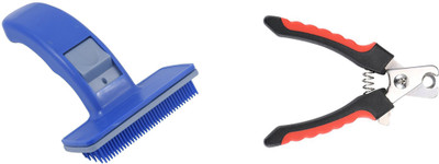 

Mymart Dog Grooming Tools - Auto Press Key Slicker Brush with Stainless Steel Nail Cutter for Medium to Large Dogs Slicker Brushes for Dog & Cat