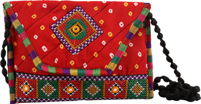

Craft Trade Traditional Cotton Jaipuri Art work Sling Bag Pouch For Women Pouch(Red)