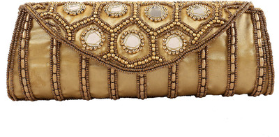 

Craft Trade Handmade Beige Designer Mirror Work Hand Bag Pouch(Red)