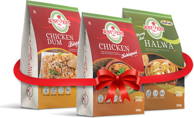 

Just 2 Eat Combo : Chicken Kolhapuri, Chicken Biryani & Moong Dal Halwa [Pack of 3] [780 gm] 780 g