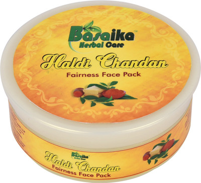 

Basaika Herbal Care Haldi Chandan & Kesar Fairness face Pack ,100% Natural Ingredeints & Parabeen Free (Instant Fairness | Skin Damage Repair| Anti-Wrinkle| Age Control |reduces skin blemishes & pigmentation marks) Ideal for Men & Women Scrub(150 g)