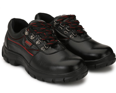 

Manslam Geniune Leather Safety Shoe with Steel Toe Outdoors For Men(Black