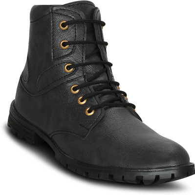 

Kielz Black-Lace-Ups-Men's-Boots Boots For Men(Black