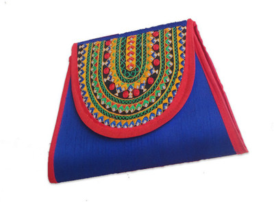 

PROGALLERY Women Blue Silk Sling Bag