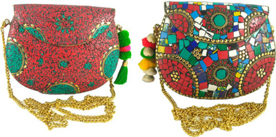 

HP Women Multicolor Metal Sling Bag