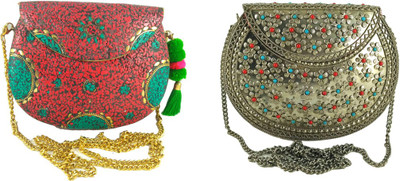 

HP Women Multicolor Metal Sling Bag