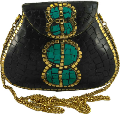 

HP Women Black Metal Sling Bag