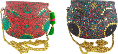

HP Women Multicolor Metal Sling Bag