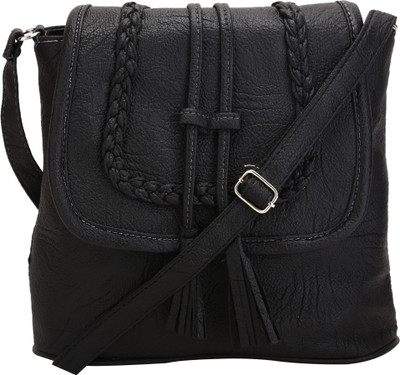 

VASTRESHA Women Black Genuine Leather Sling Bag