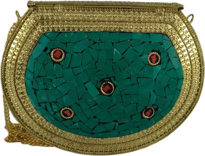 

HP Women Green Metal Sling Bag
