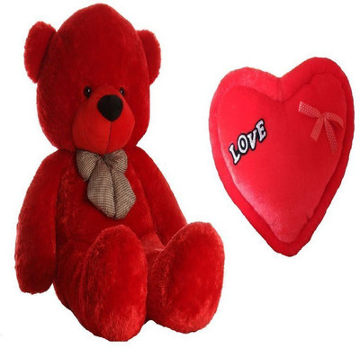 

BIG SHOPEE Stuffed Soft Teddy Bear with a stuffed heart(Red, 5 Feet) - 152 cm(Red)