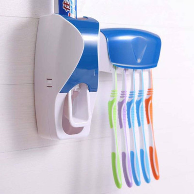 

NK-STORE Automatic Toothpaste Dispenser and Toothbrush Holder Bathroom Dust-Proof Toothpaste Dispenser Kit 5 pcs Toothbrush Holder Sets Plastic Toothbrush Holder(Multicolor, Wall Mount)